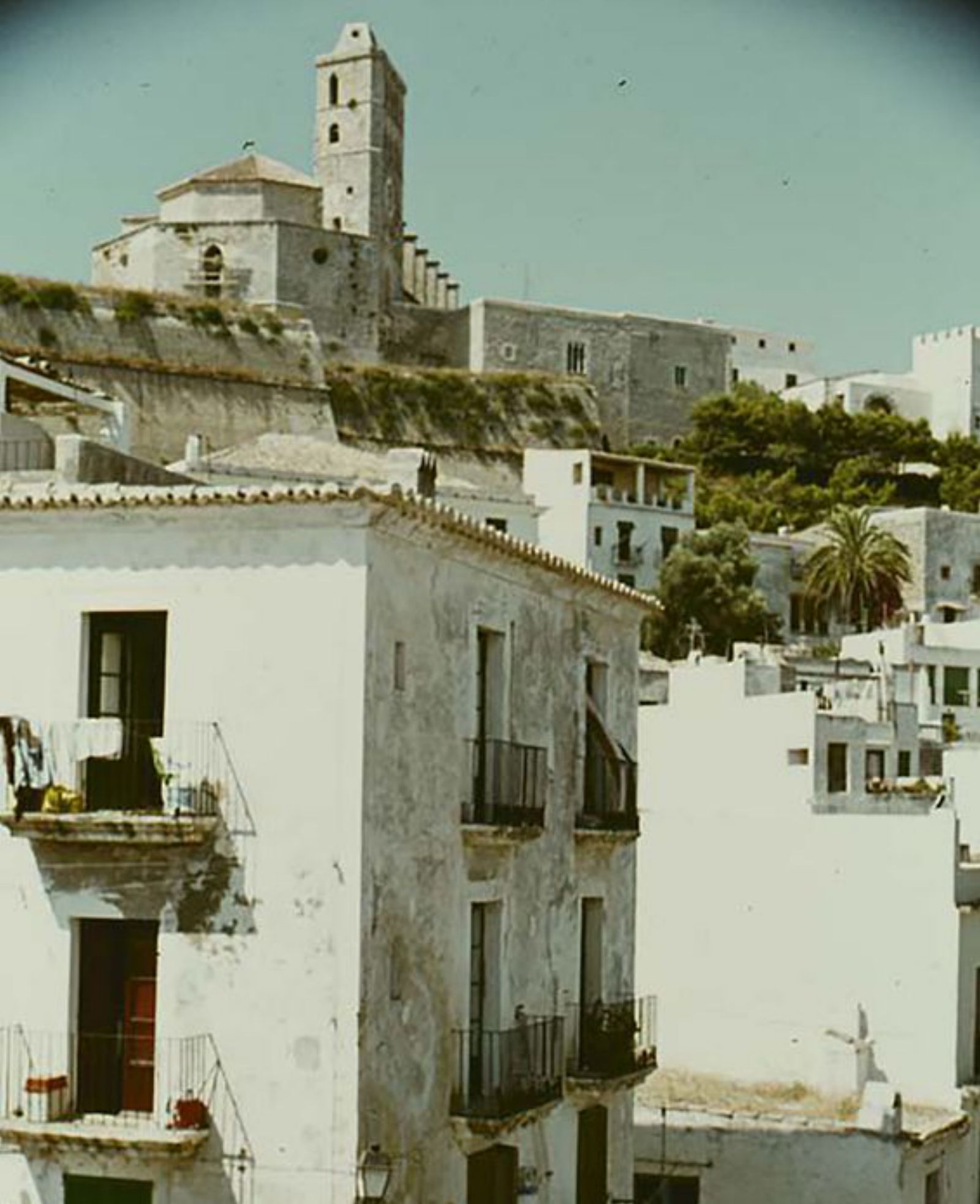 Cases de Dalt Vila amb la catedral al fons.