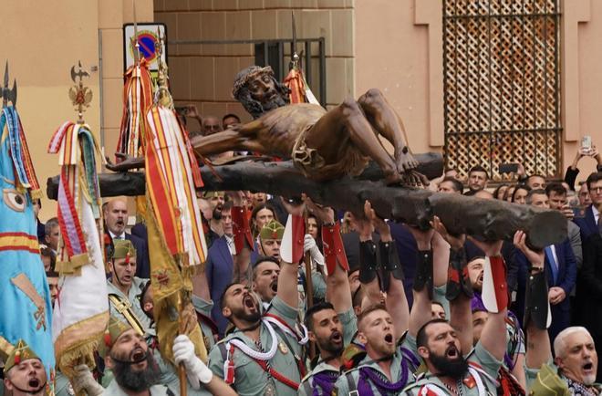 Traslado del Cristo de Mena en Málaga.