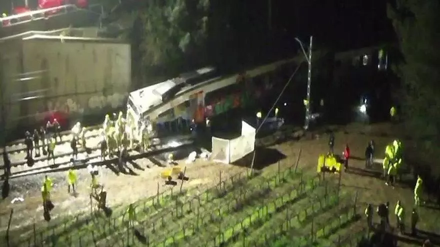 Imágenes de dron del accidente del tren en Gelida