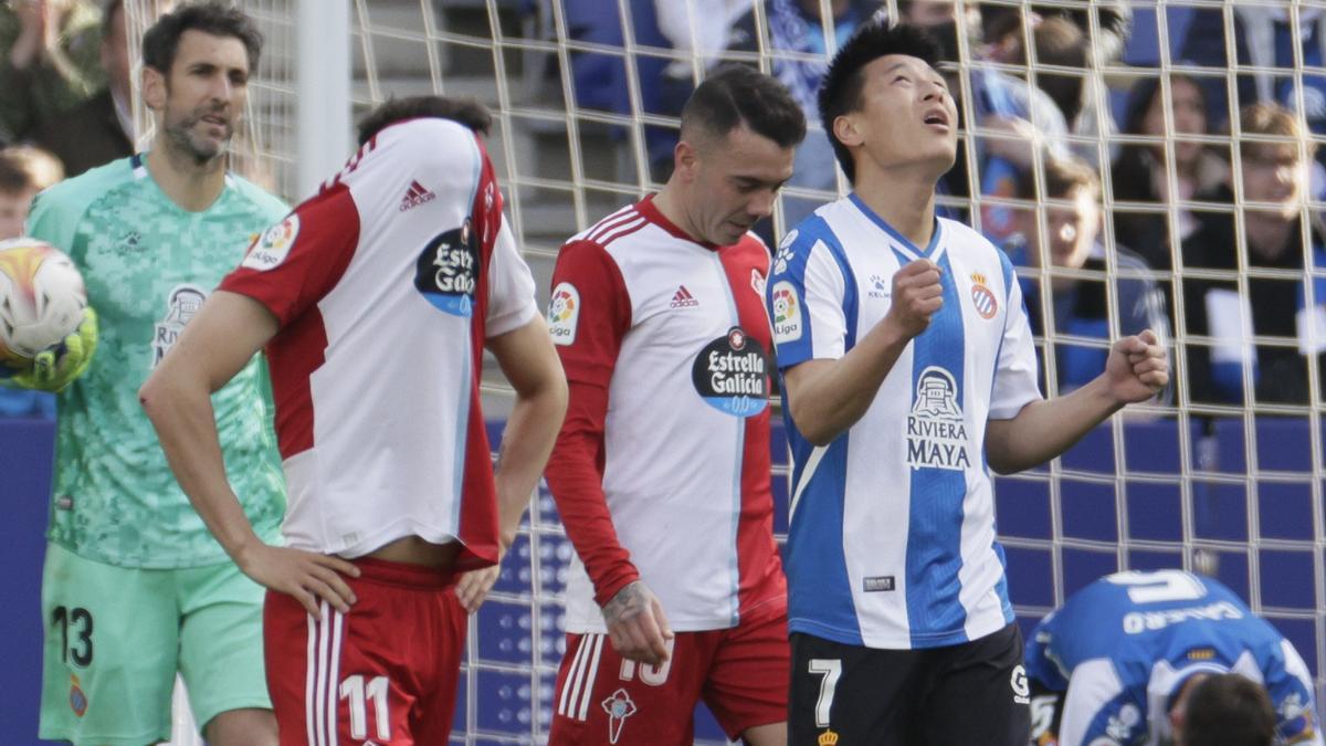 Wu Lei da oxígeno al Espanyol y complica al Celta.