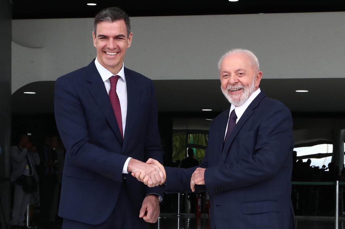 Pedro Sánchez y el presidente de Brasil, Luiz Inácio Lula da Silva, durante una reunión en Brasilia en marzo de 2024.