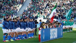 FILE PHOTO: Rugby Union - Six Nations Championship - Italy v Ireland - Stadio Olimpico, Rome, Italy - February 24, 2019  Italy and Ireland players line up before the match   REUTERS/Ciro De Luca/File Photo