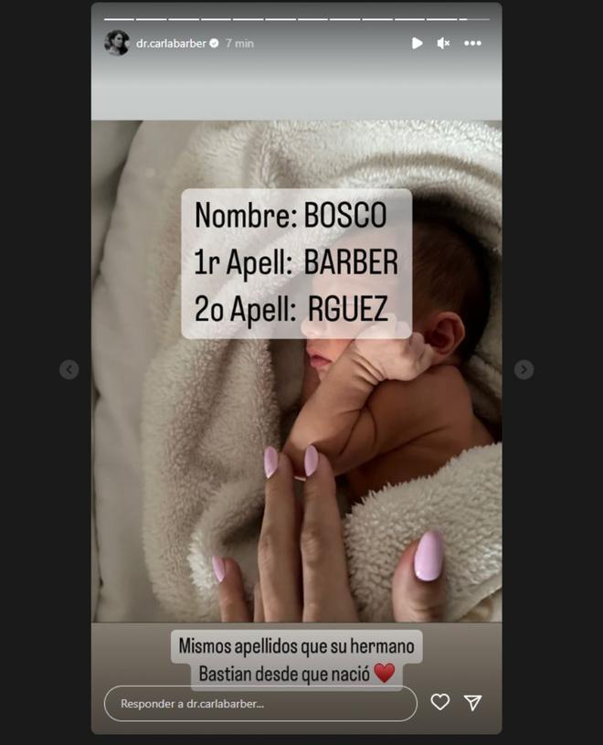 Carla Barber aclara cuál es el verdadero nombre de su hijo