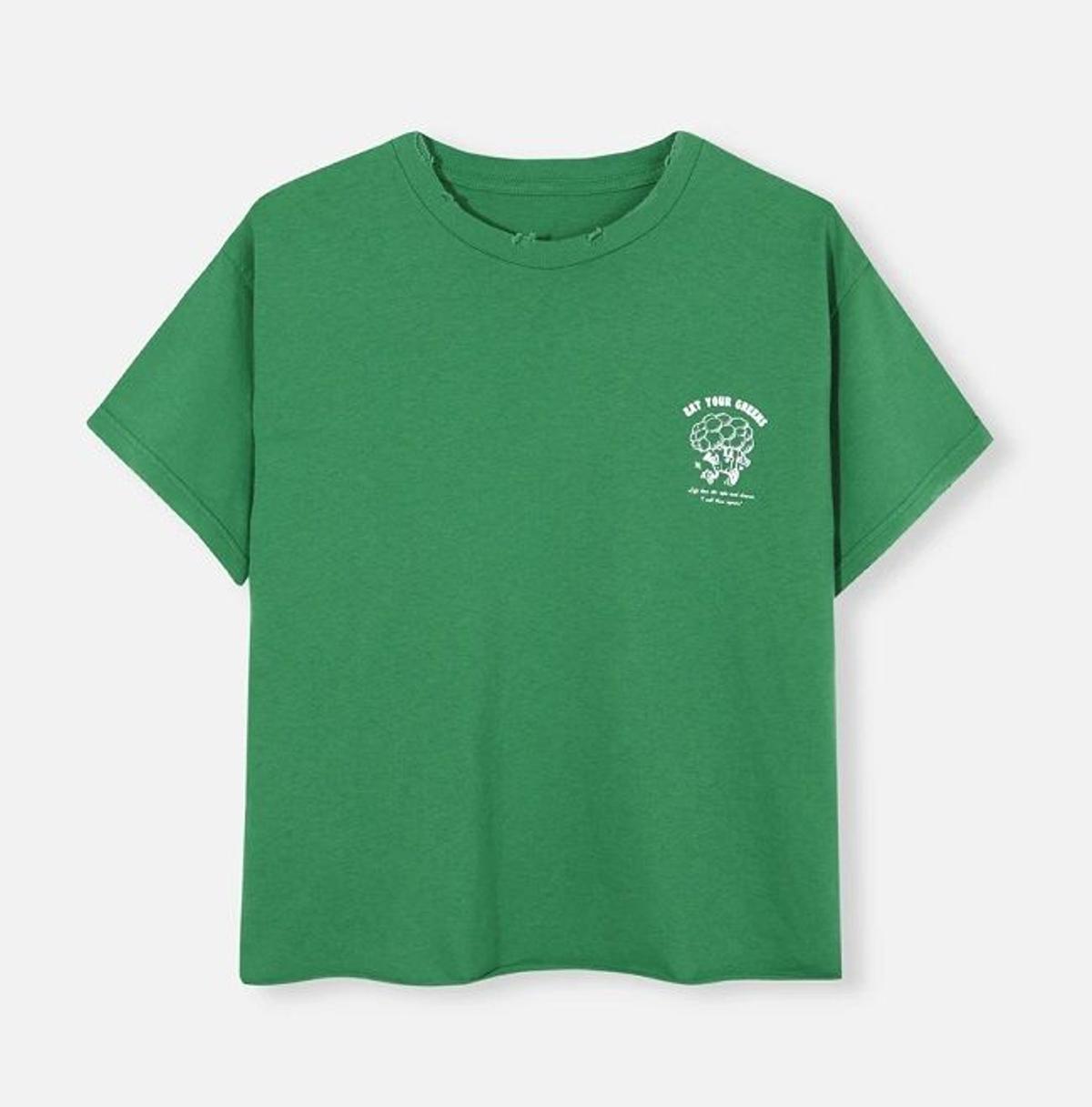 Camiseta de manga corta en color verde con 'print' brócoli, de My Peeptoes