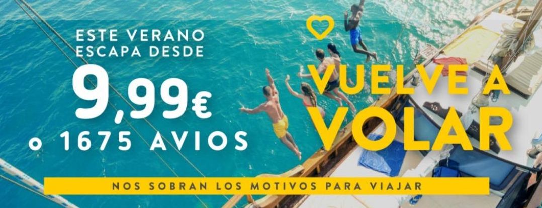 Cartel promocional de la nueva campaña de billetes baratos de Vueling.