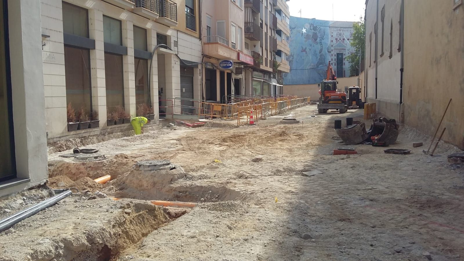 Así están las obras de las calles que rodean el Ayuntamiento de Gandia