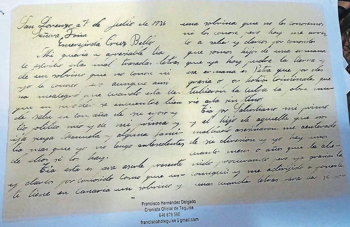 Una de las cartas de los hijos de Petra.