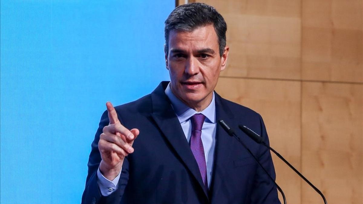 Pedro Sánchez, este miércoles, durante un acto en Madrid.