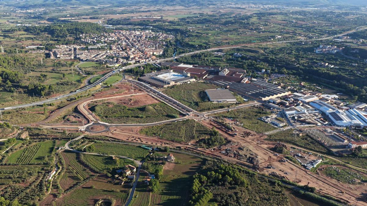 Imatge aèrIa d'arxiu de les obres al polígon del Pont Nou