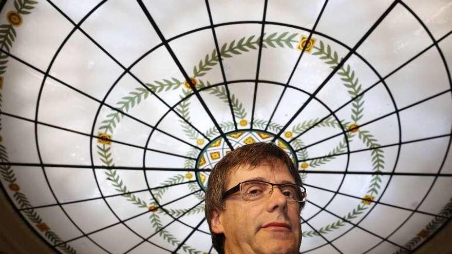 Puigdemont, antes del acto informativo celebrado en Madrid. // Efe