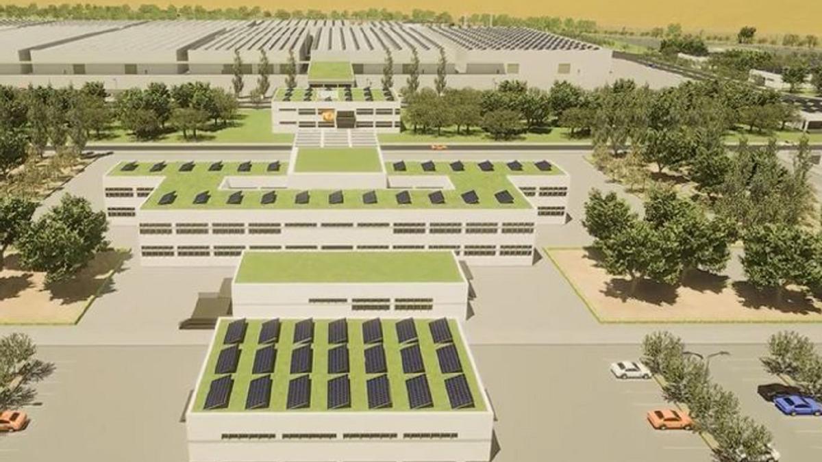 Gráfico de cómo será la Base Logística del Ejército de Tierra, con parte de sus instalaciones, en una vista aérea.