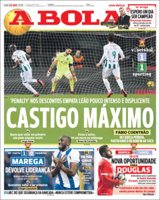 Portadas deportivas sábado 20 de enero de 2018