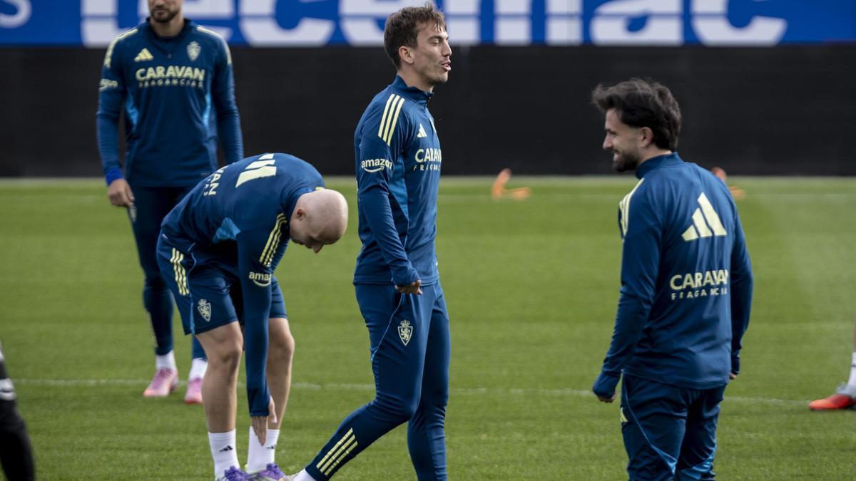 Paulino, en el entrenamiento del pasado sábado en el Ibercaja Estadio.