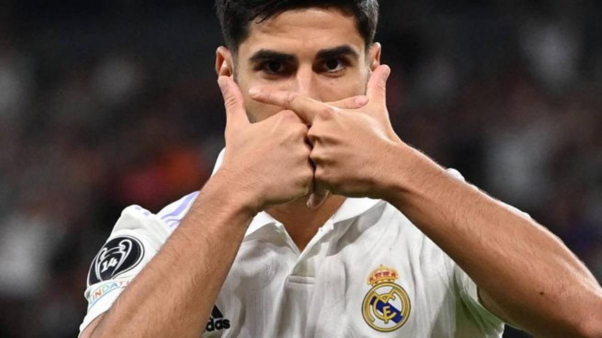 Marco Asensio celebra uno de sus últimos tantos con la camiseta del Real Madrid.