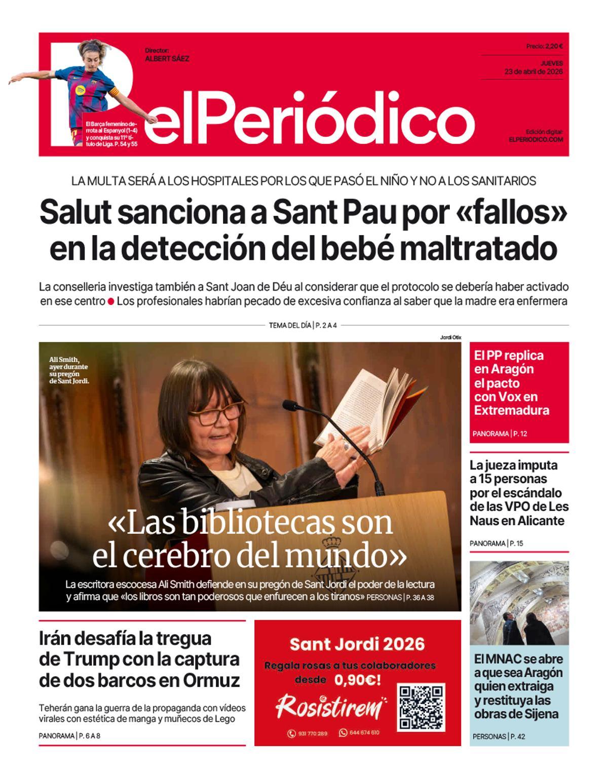 La portada de EL PERIÓDICO del 23 de abril de 2026