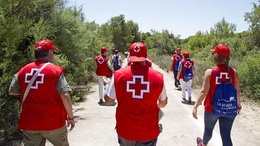 Voluntarios de Cruz Roja vigilando la Devesa el pasado verano.