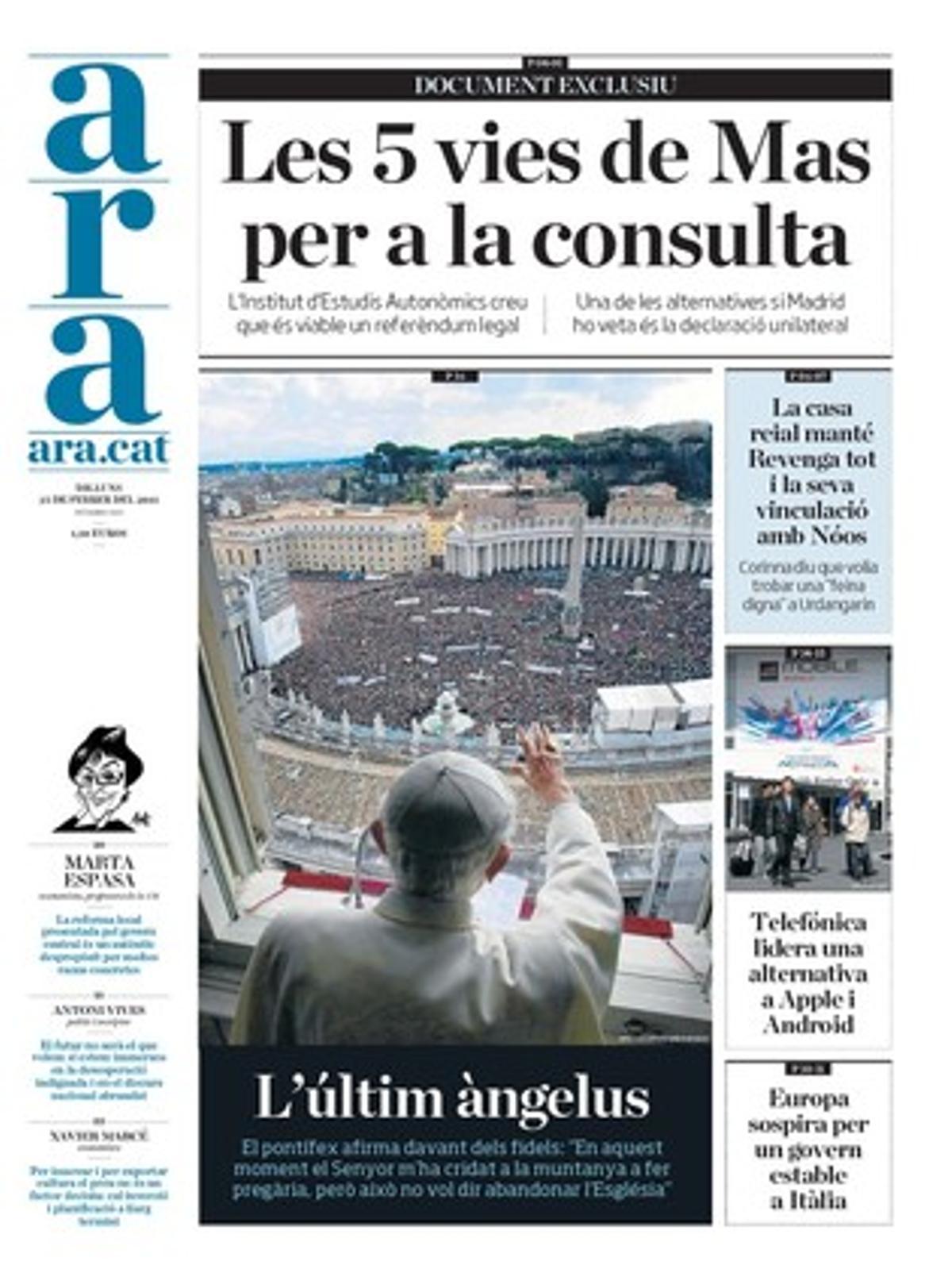 Ara, 25-02-2013. Ara, 25-02-2013.