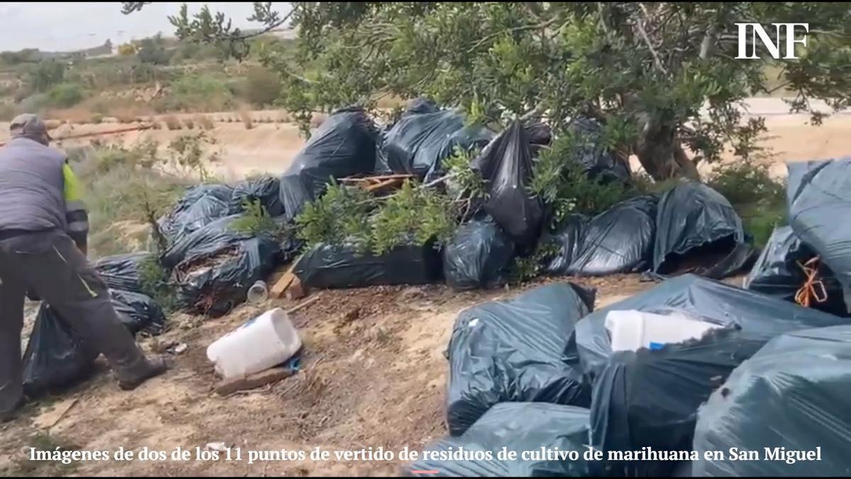 Toneladas de residuos de producción ilegal de marihuana se acumulan en vertederos improvisados en San Miguel de Salinas