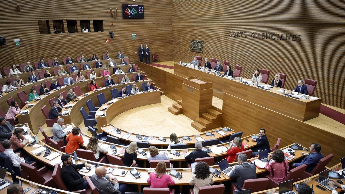 Un momento de la votación durante el pleno de las Corts, este jueves.