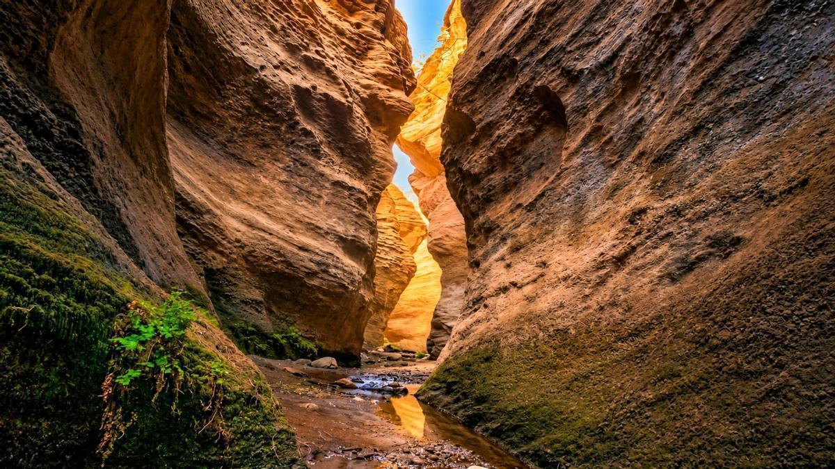 Una joya natural con un camino entre sinuosas paredes de piedra que recuerda, y mucho, a Petra.