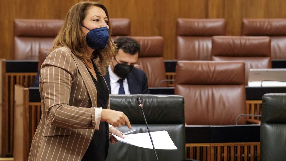 Intervención de la consejera Carmen Crespo en el Parlamento de Andalucía.