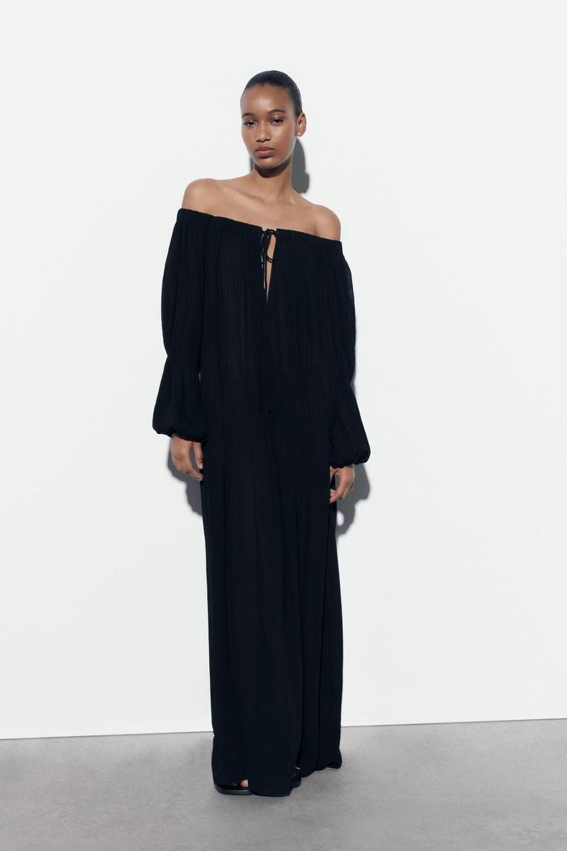 Vestido largo viscosa de Zara