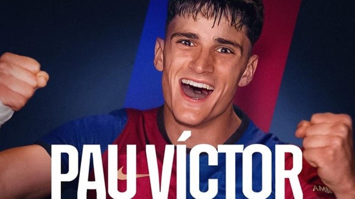 La imagen con la que el Barça anuncia el fichaje de Pau Víctor hasta 2029.