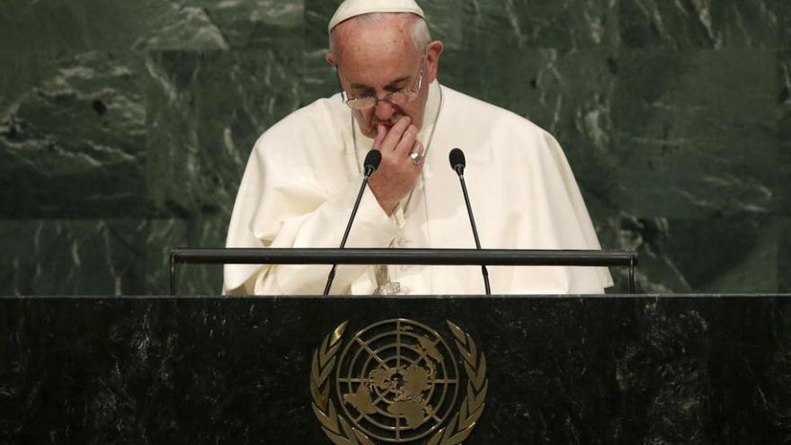 El Papa, durante su discurso a las Naciones Unidas en su sede de Nueva York. // Efe