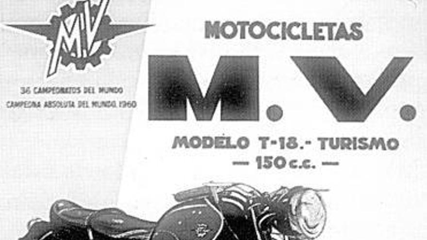 Un anuncio de las motocicletas MV Agusta que se fabricaron en Gijón.