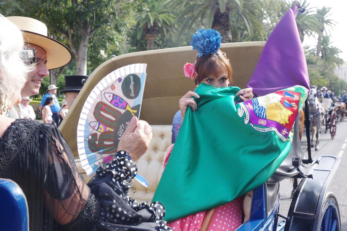 XLIII Romería de la Feria de Málaga, celebrada este sábado, 15 de agosto de 2026. Los romeros salieron a las 11.00 horas desde el Ayuntamiento hacia el Santuario de la Victoria.