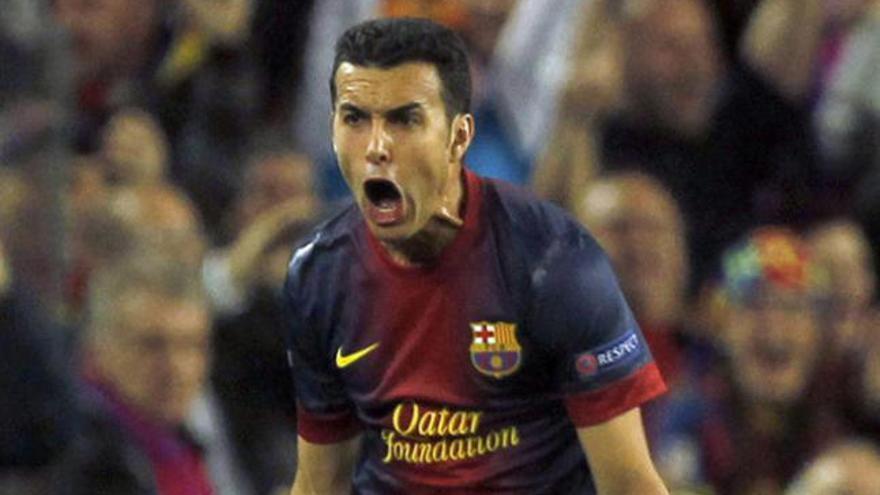 Pedro, tras marcar el gol que clasifica al Barça.