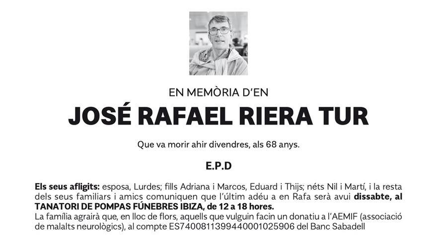 Esquela José Rafael Riera Tur