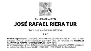 Esquela José Rafael Riera Tur