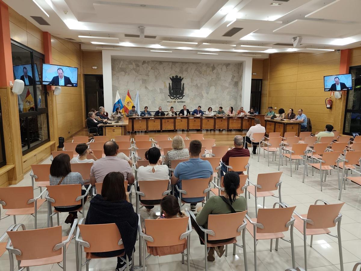 Imagen del pleno ordinario del Ayuntamiento de Agüimes celebrado este lunes.