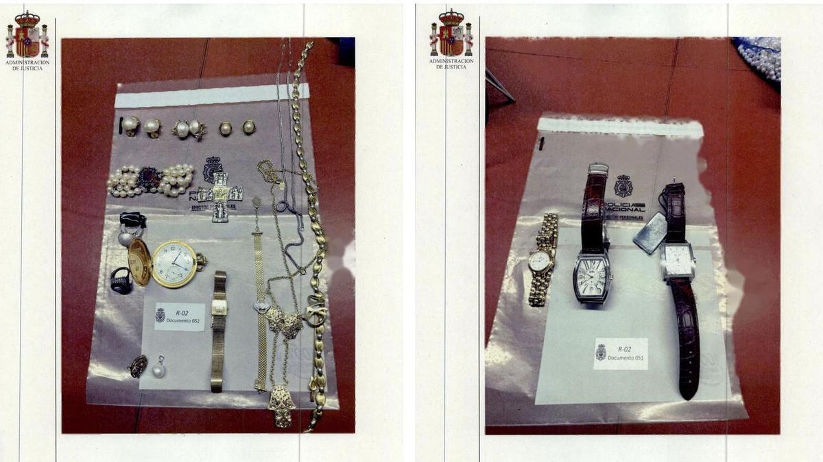 Joyas y relojes encontrados en la casa fuerte oculta en el despacho de Zapatero.