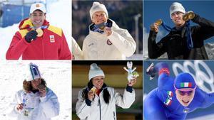 Oriol Cardona, Johannes Klaebo, Franjo von Allmen, Federica Brignone, Elana Meyers Taylor y  Francesca Lollobrigida