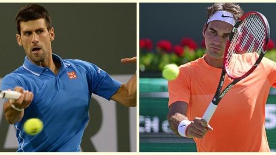 Djokovic y Federer, en Indian Wells.