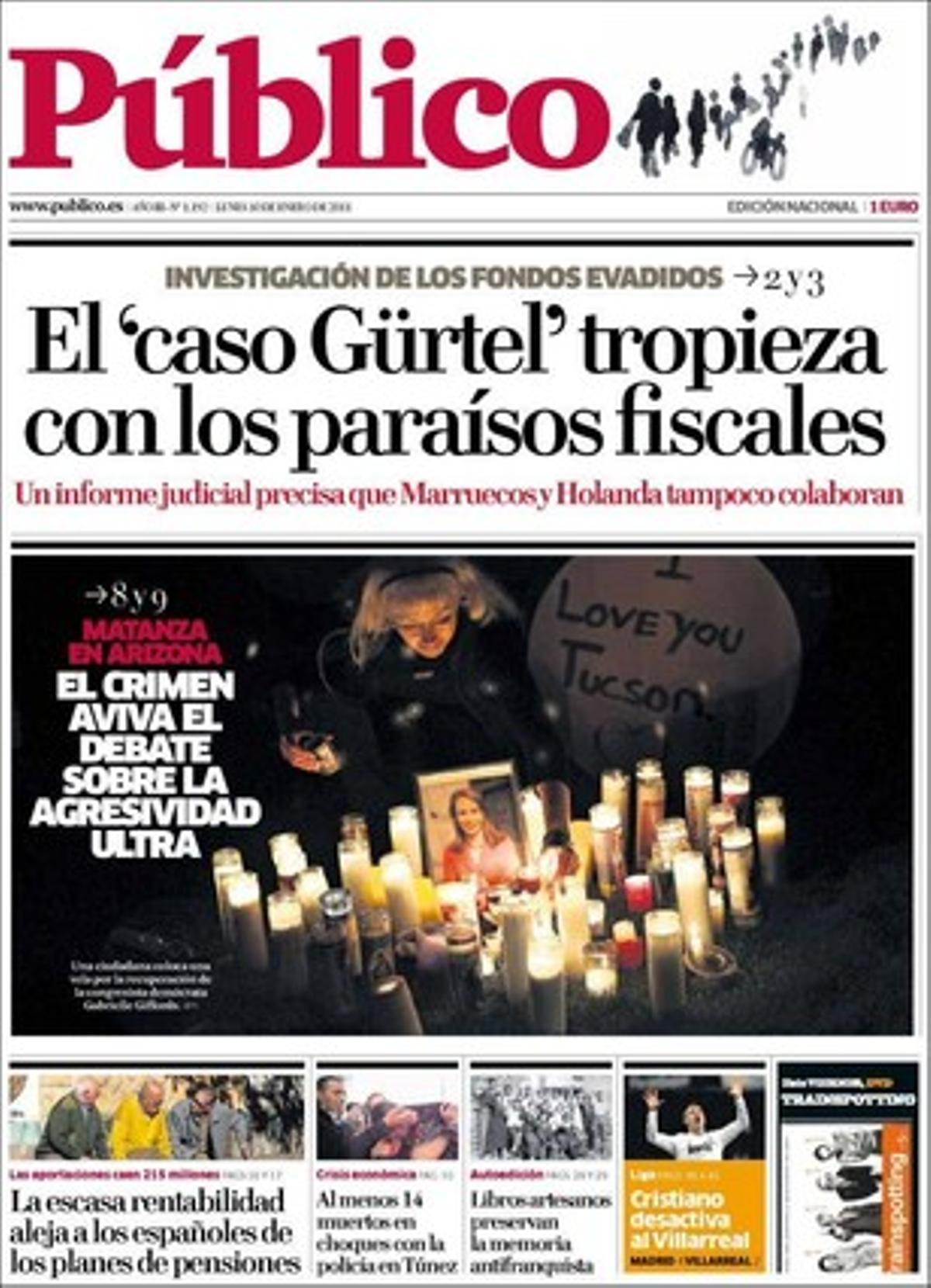 ’Público’ destaca a dins que els plans de pensions cauen en desgràcia a Espanya; que Europa exigeix que els immigrants parlin les llengües oficials dels països d’acollida, i que la crisi dispara l’abandonament de gossos malalts a Barcelona.