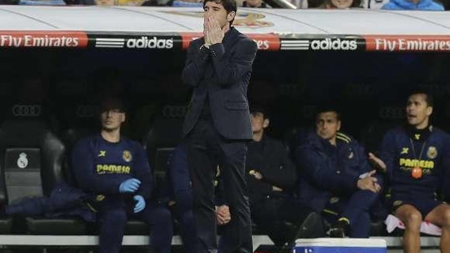 Marcelino García, en un partido con el Villarreal en el Bernabéu.