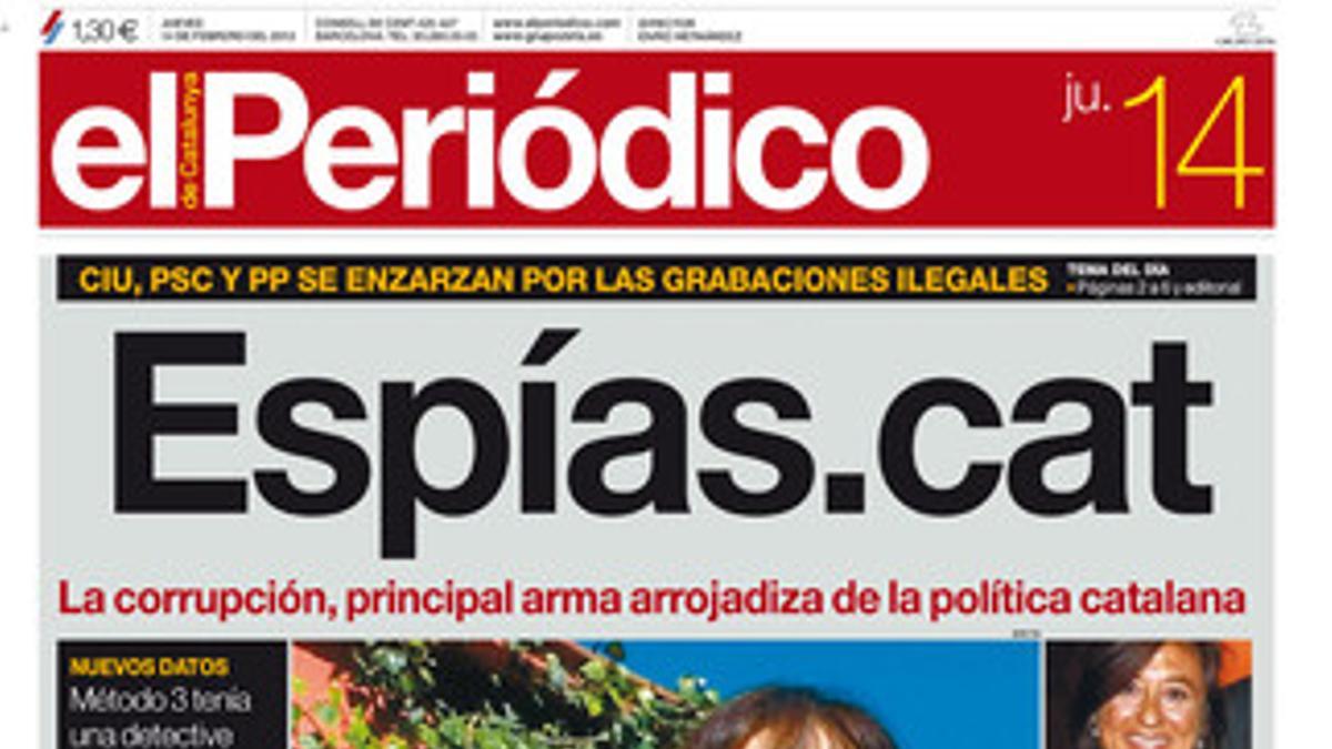La portada de EL PERIÓDICO DE CATALUNYA.