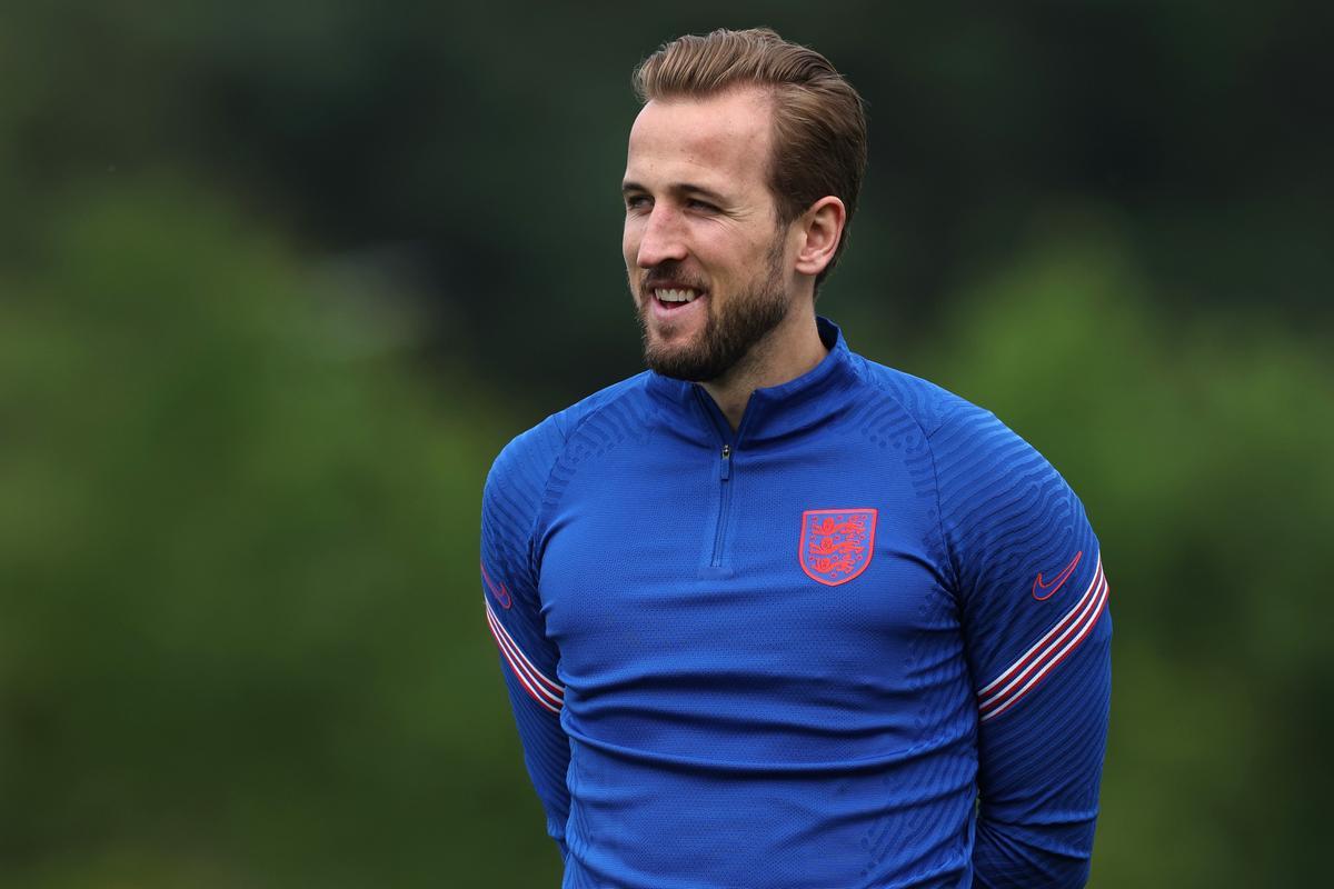 Kane, en el entrenamiento previo de la selección inglesa a la final de la Eurocopa contra Italia.