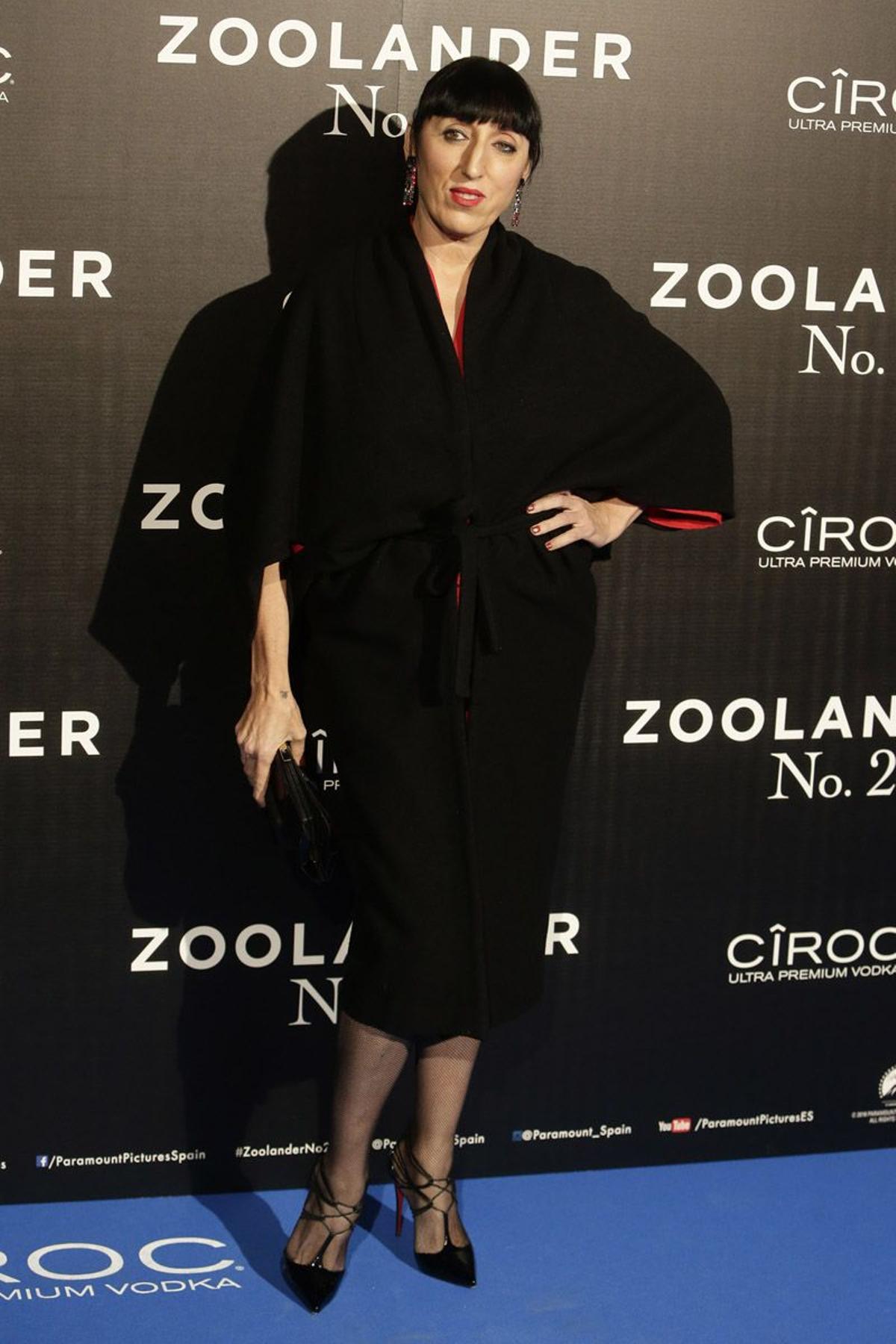 Rossy de Palma, con vestido de Sybilla, en el estreno de 'Zoolander 2' en Madrid