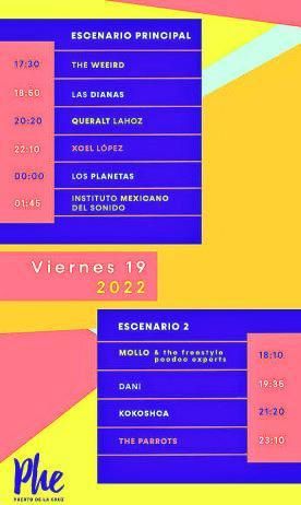 Cartel con los horarios de actuaciones de las dos jornadas de conciertos.