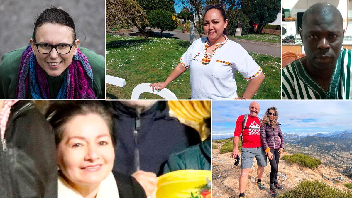 Arriba, por la izquierda, Carmen Molejón, Tania Ramos, Abdoulá Kutay, Rosa Tania Vega, y Gabriel Guerra y Fina Durán.