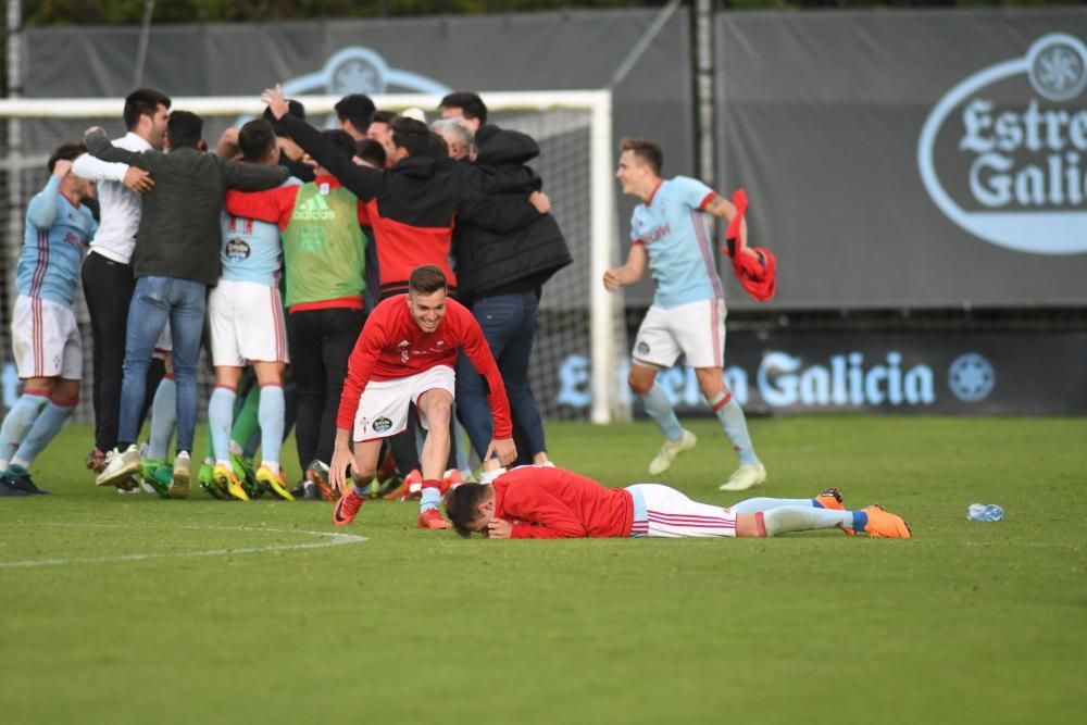 El filial celeste derrota en Barreiro al Guijuelo y aprovecha el empate entre el Rápido y el Navalcarnero para obtener el pase a la fase de ascenso.