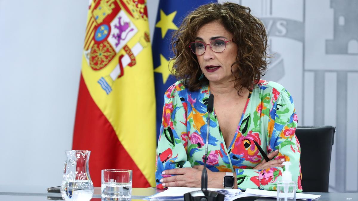 La portaveu del govern espanyol, Maria Jesús Montero a la roda de premsa posterior al Consell de Ministres