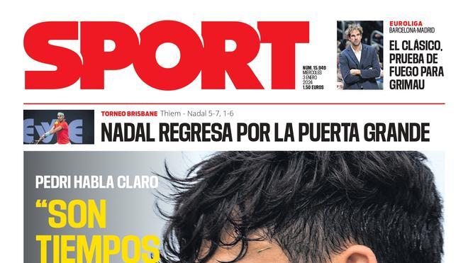 La portada de SPORT de hoy, miércoles 3 de enero