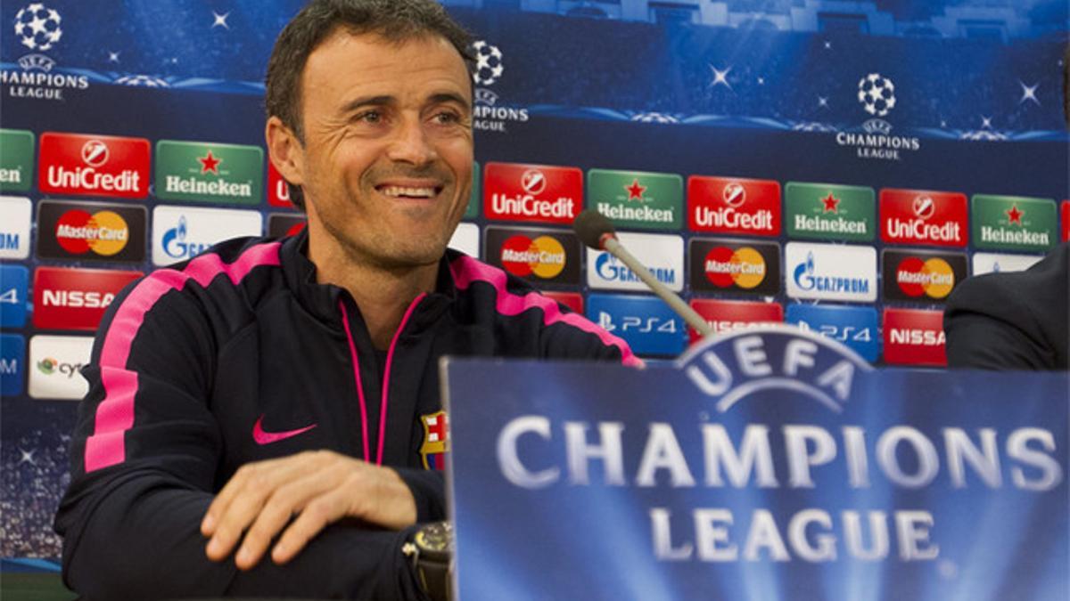 Luis Enrique Martínez durante la rueda de prensa previa al APOEL-Barça