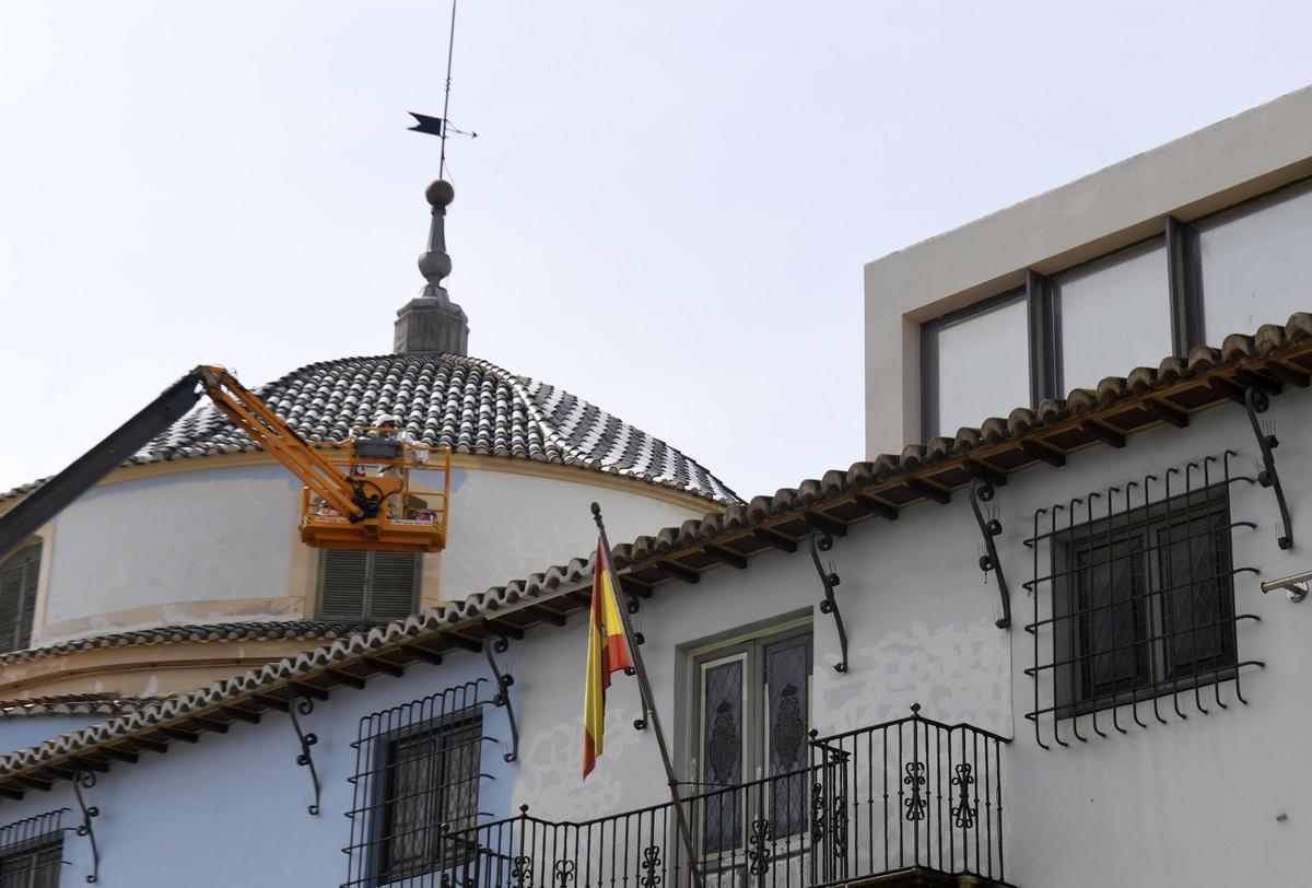 Trabajos en la cúpula del Museo Salzillo de Murcia.