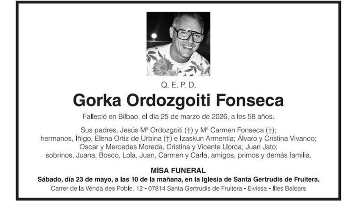 Esquela Gorka Ordozgoiti Fonseca